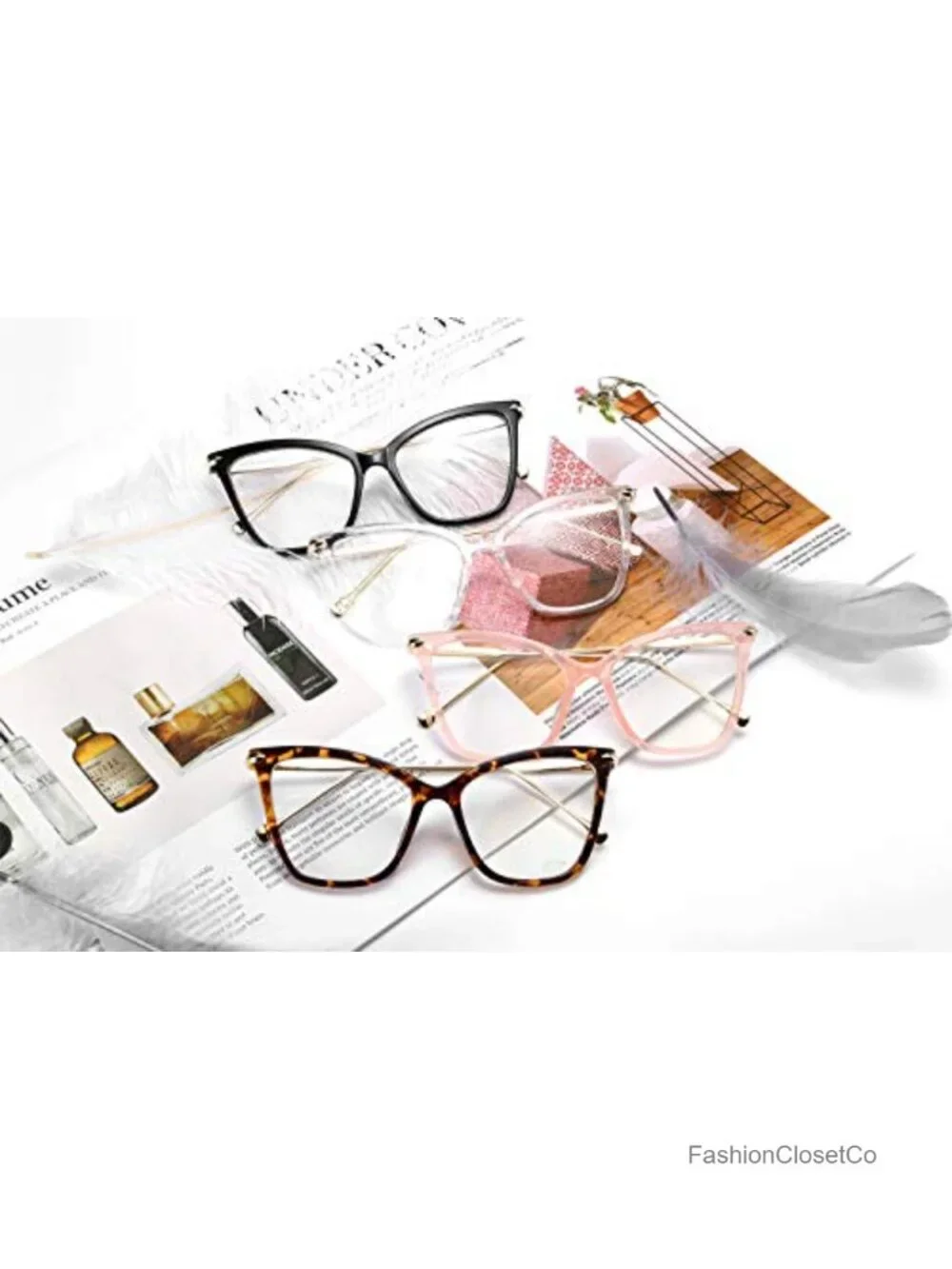 Oversized Cat Eye Glasses Frame with Clear Lenses for Women